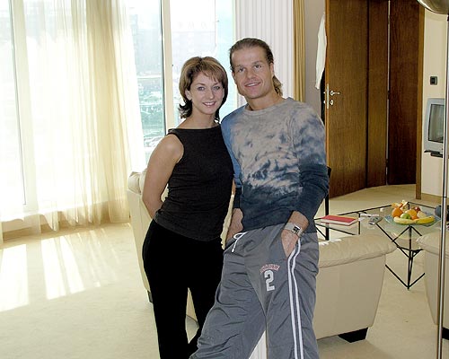 Louis Van Amstel and Julie Fryer in the hotel in Sofia